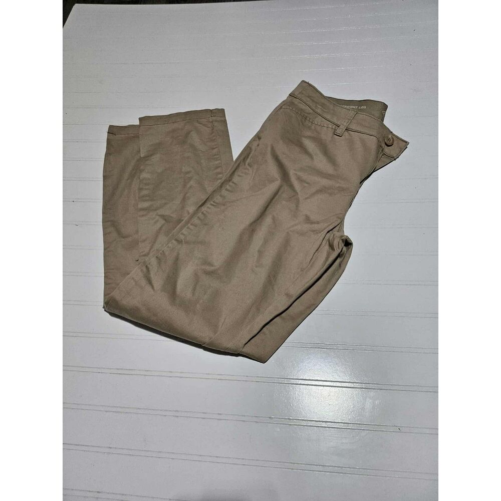 St. John’s Bay Women’s Khaki Straight Leg Pants Size 8 Classic Chino Slacks